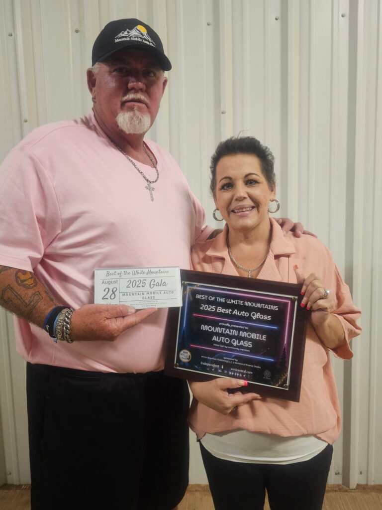 Kevin and Angel Kerr with the "Best Of The White Mountains" awards.